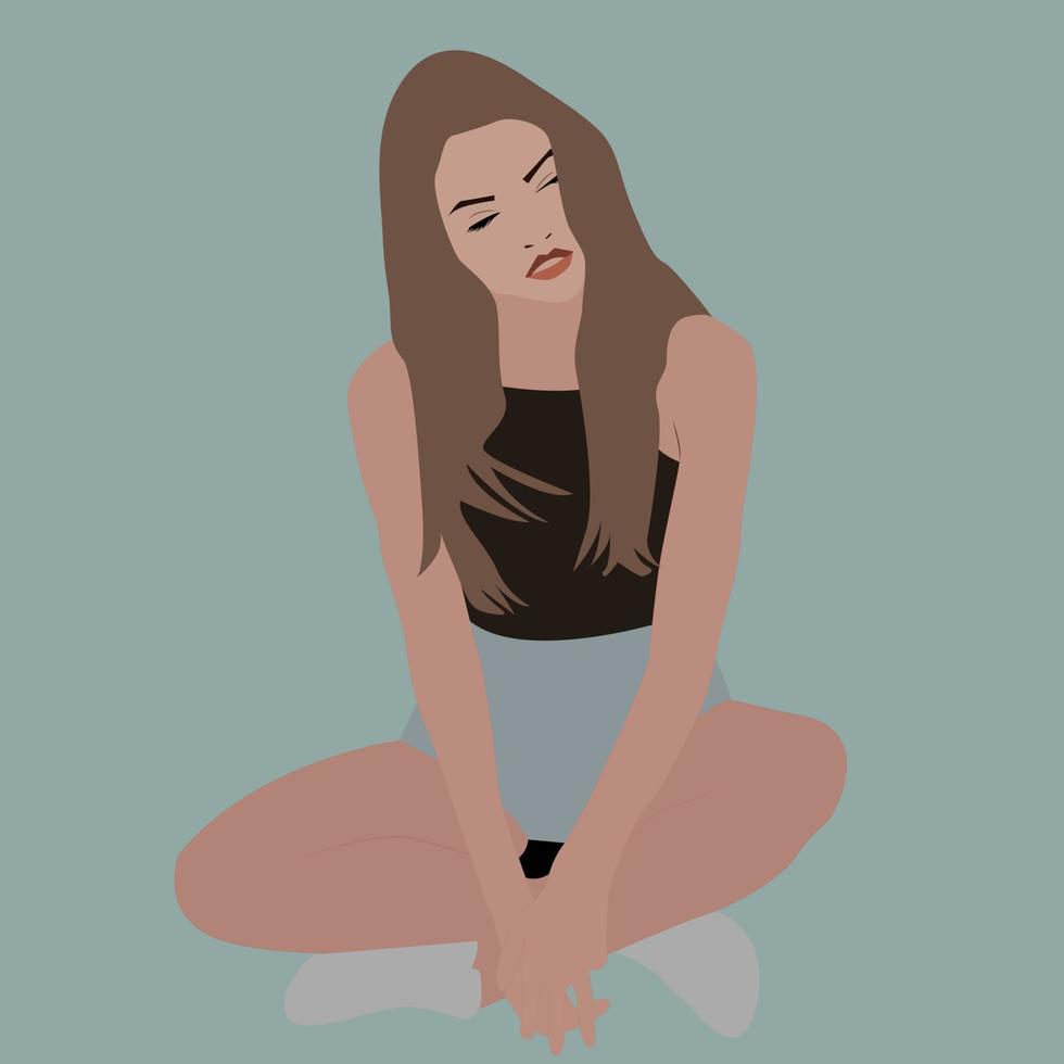 Girl in shorts, illustration, vector on white background.