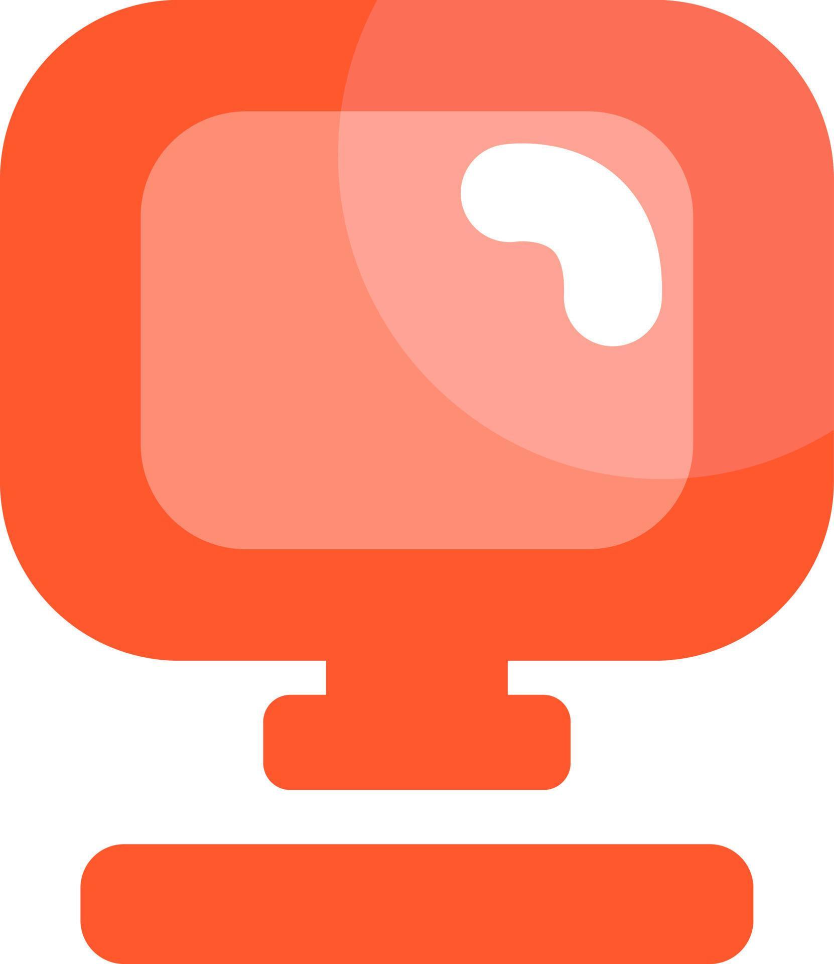 Orange computer monitor, illustration, vector on a white background