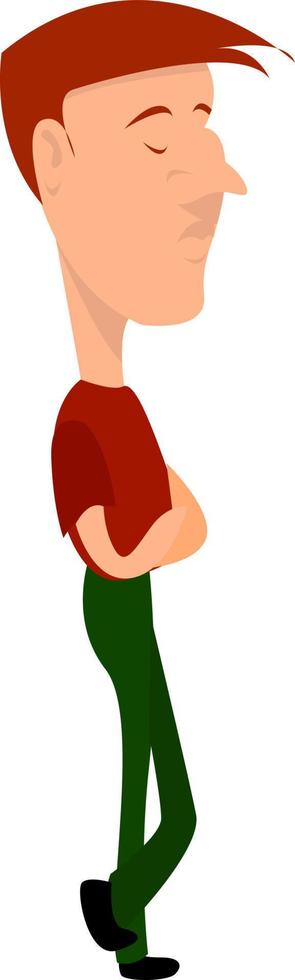 Boy standing, illustration, vector on white background.