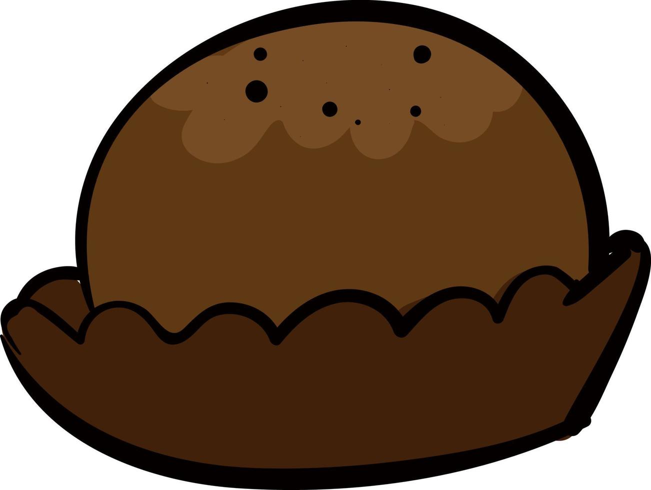 Chocolate round cookie, illustration, vector on white background.