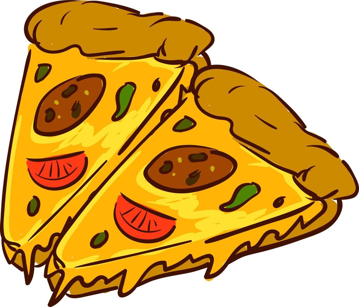 rebanadas de pizza, vector o ilustración de color.