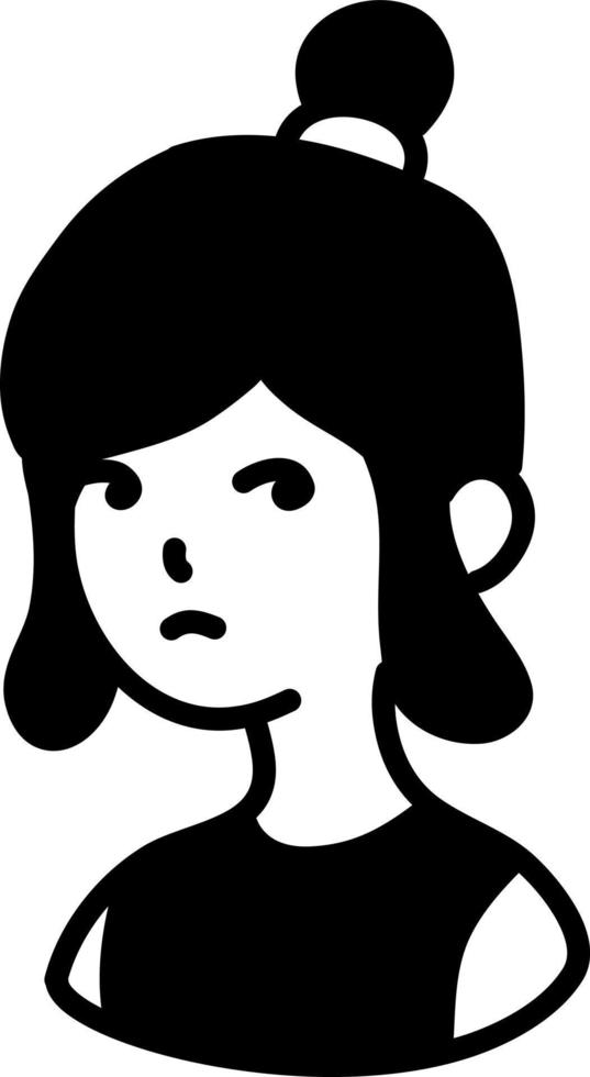 Girl with half up half down hairstyle, icon illustration, vector on white background