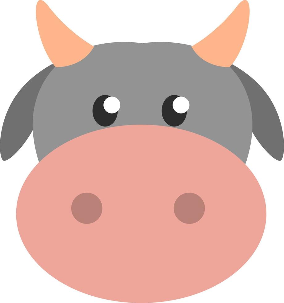 Grey cow head, illustration, vector on a white background.