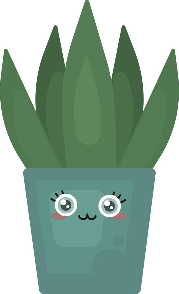 Happy plant in pot , illustration, vector on white background