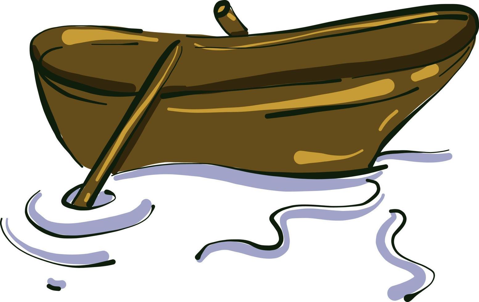 Wooden boat ,illustration, vector on white background