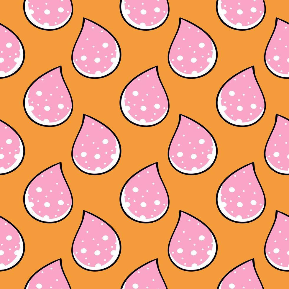 Pink waterdrops,seamless pattern on orange background. vector