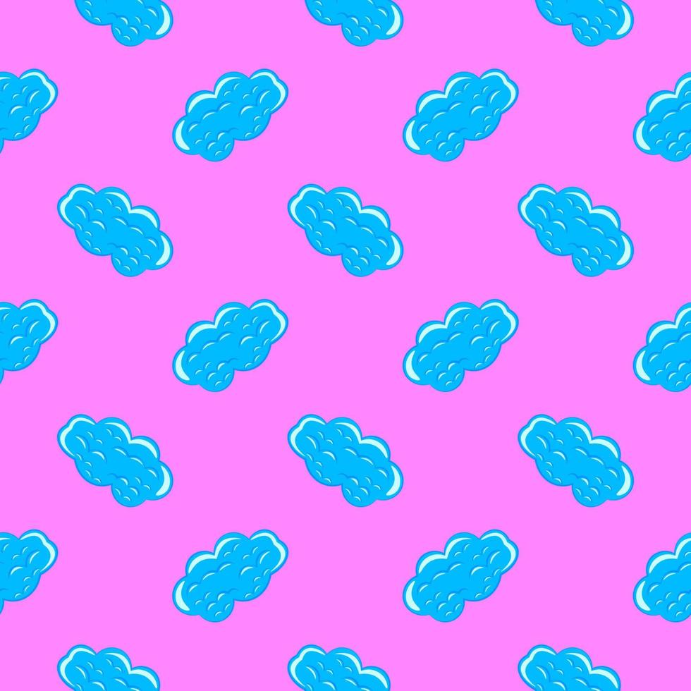 Blue clouds, seamless pattern on pink background. vector