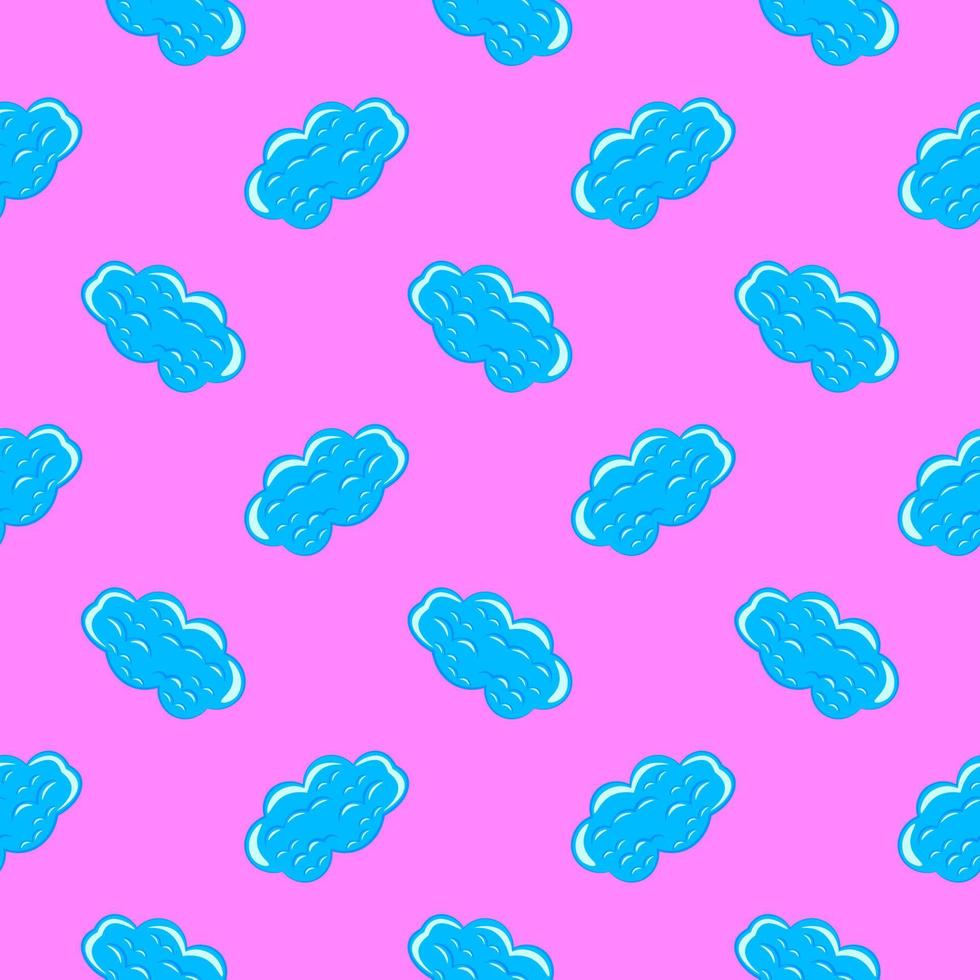 Blue clouds, seamless pattern on pink background. vector