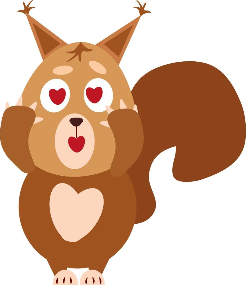 Squirrel in love, illustration, vector on a white background.
