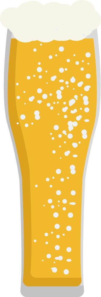 Cerveza en vaso largo, ilustración, vector sobre fondo blanco.