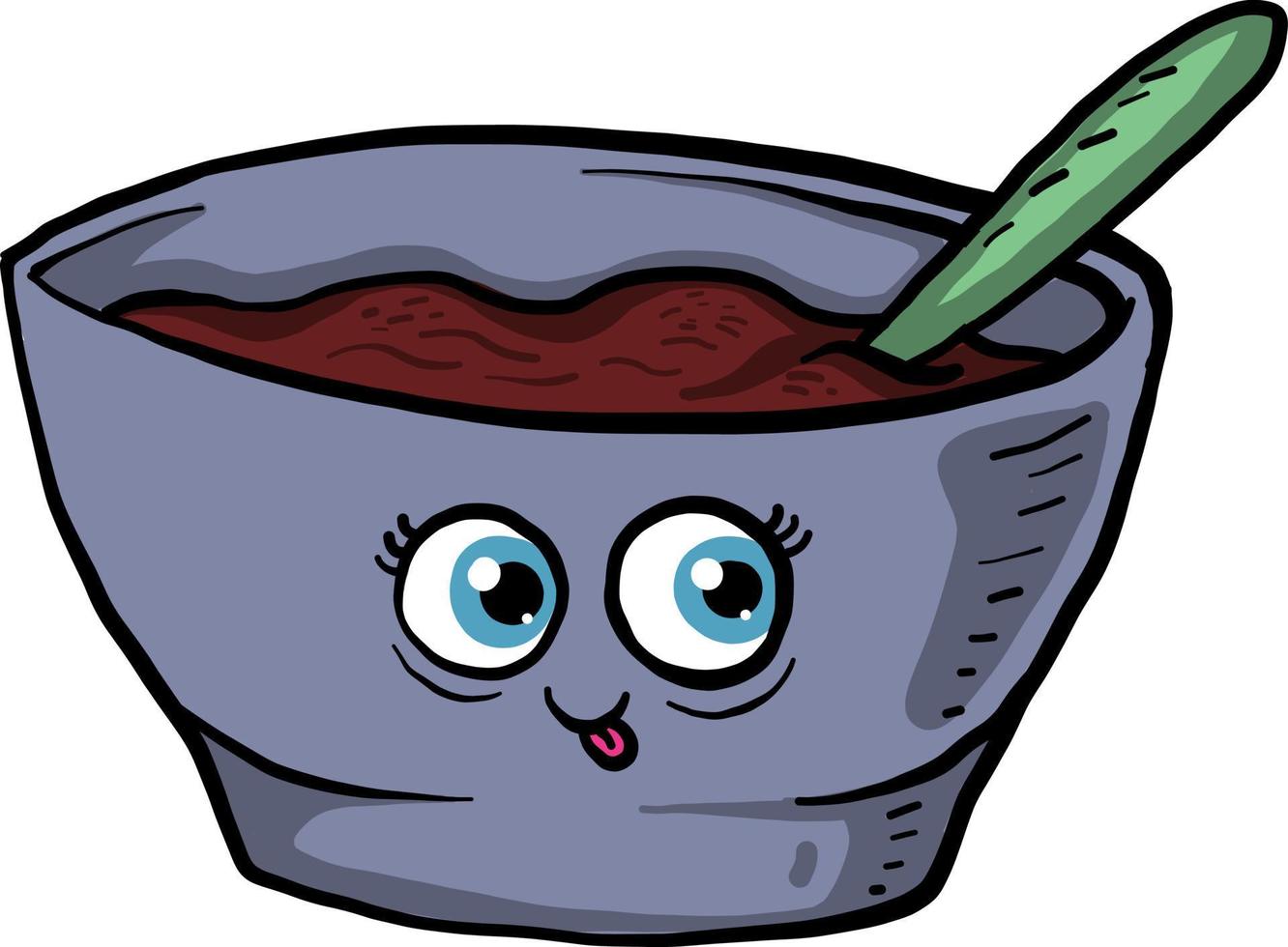 Bowl with soup, illustration, vector on white background