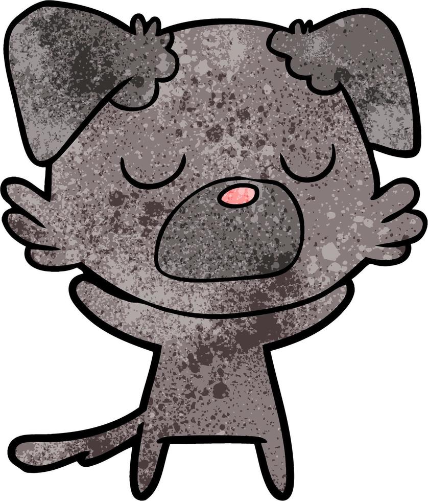 Retro grunge texture cartoon cute dog vector