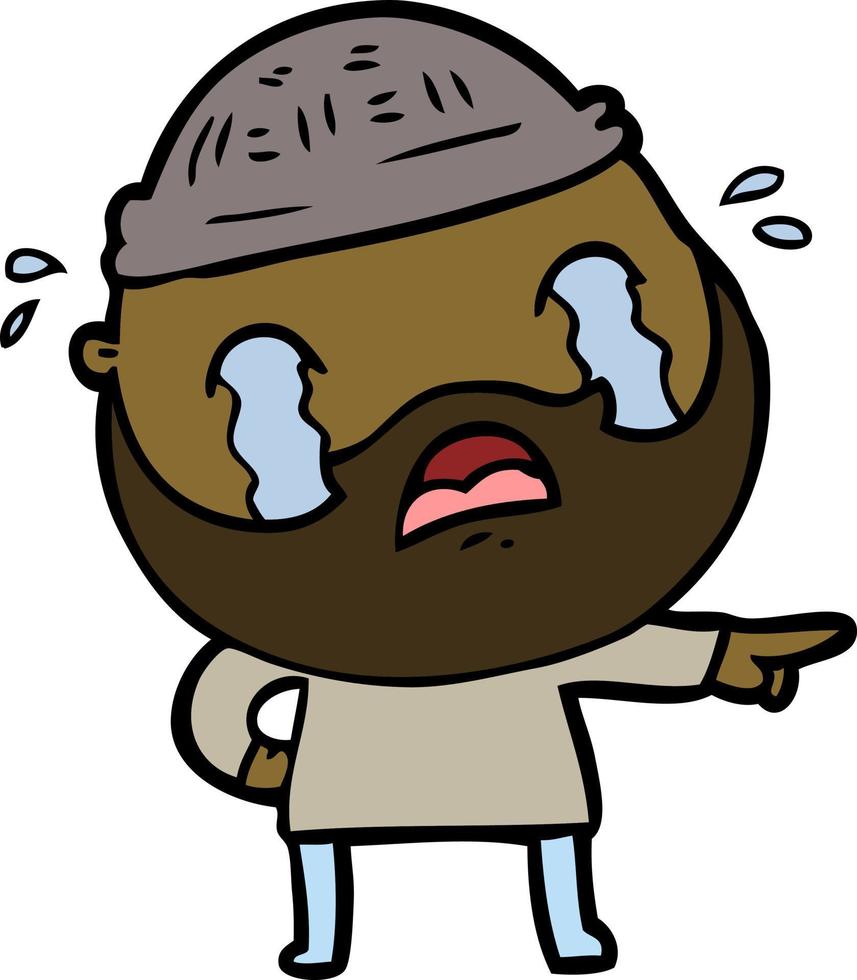 Cartoon man with beard crying vector