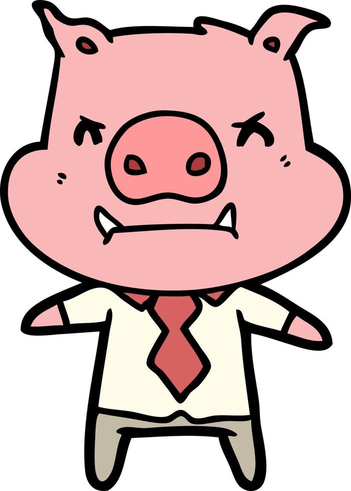 Cartoon angry pig vector