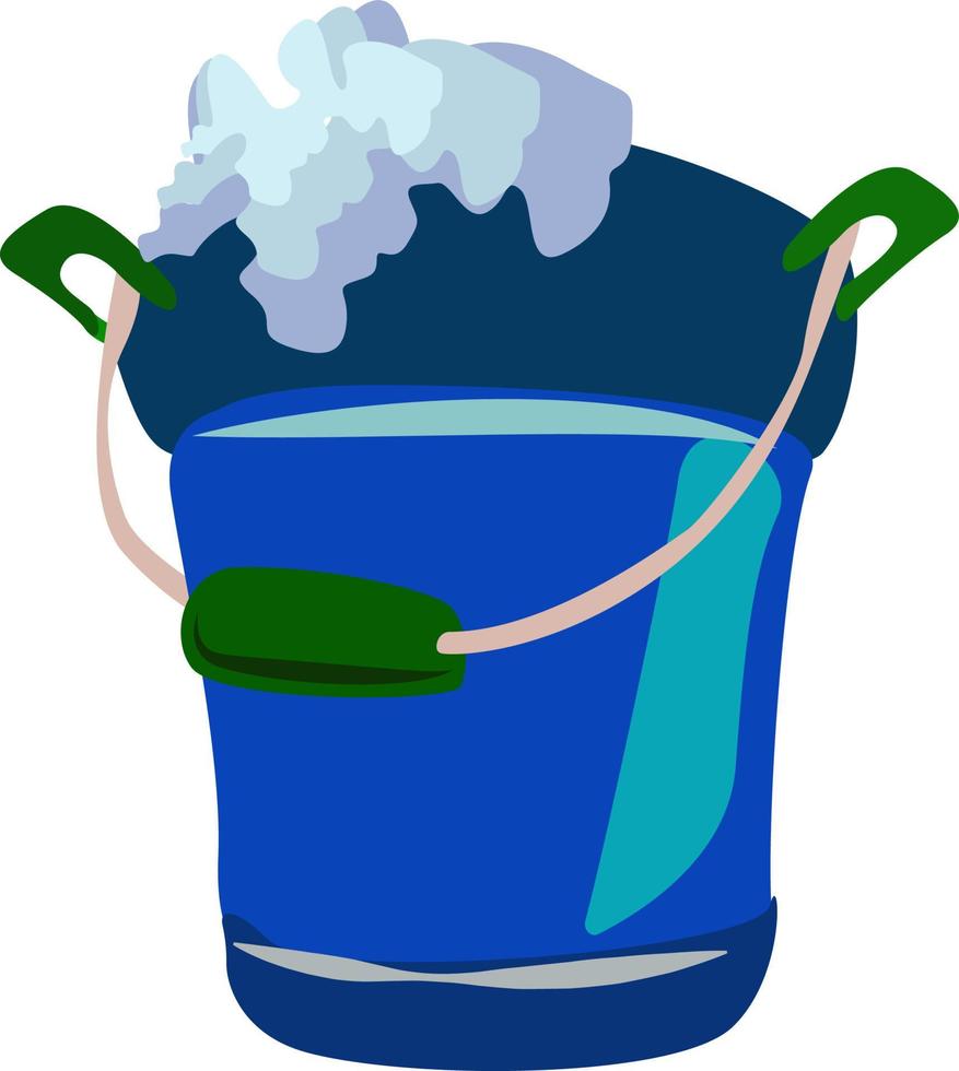 Blue bucket, illustration, vector on white background.