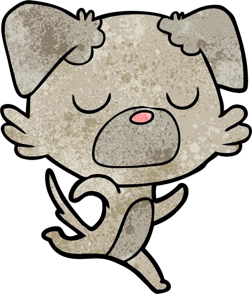 Retro grunge texture cartoon cute dog vector