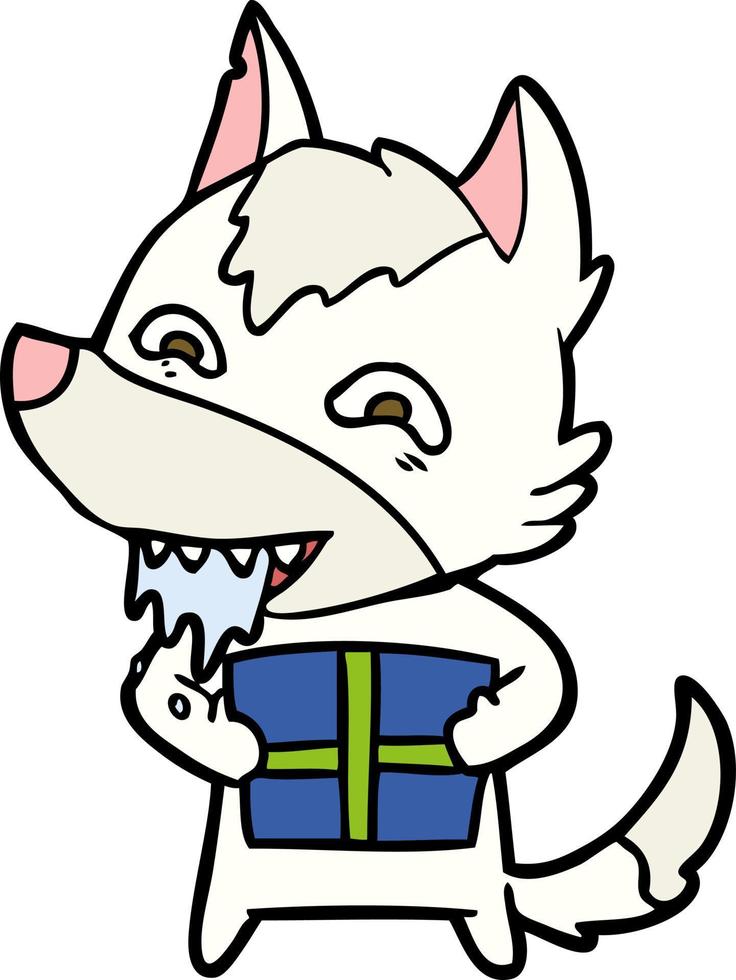 Cartoon hungry wolf vector