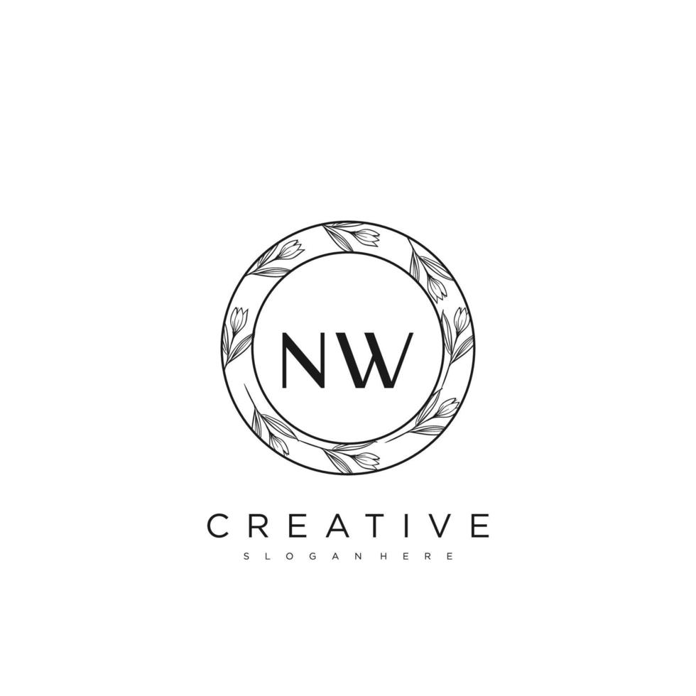 NW Initial Letter Flower Logo Template Vector premium vector art