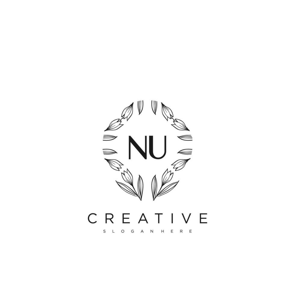 NU Initial Letter Flower Logo Template Vector premium vector art