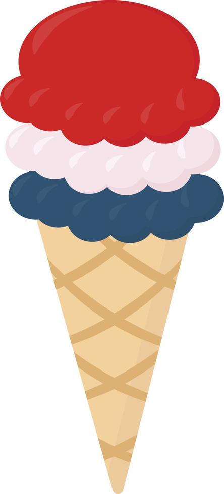 Ice cream, illustration, vector on white background.