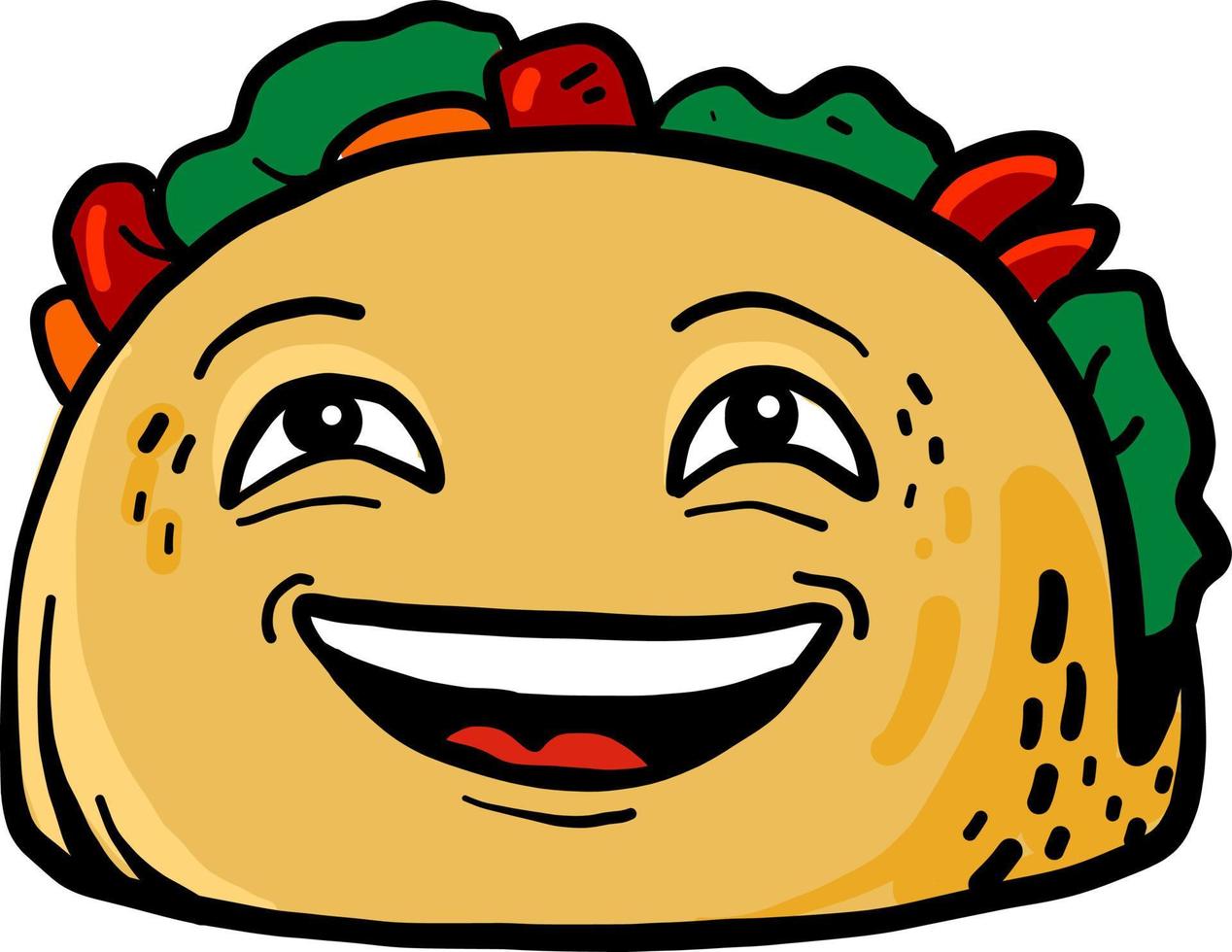 taco feliz, ilustración, vector sobre fondo blanco