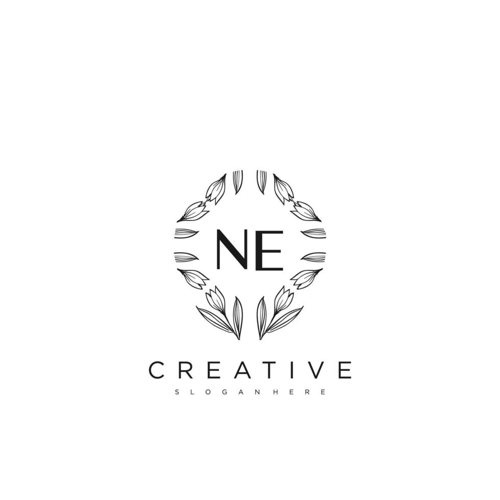 NE Initial Letter Flower Logo Template Vector premium vector art