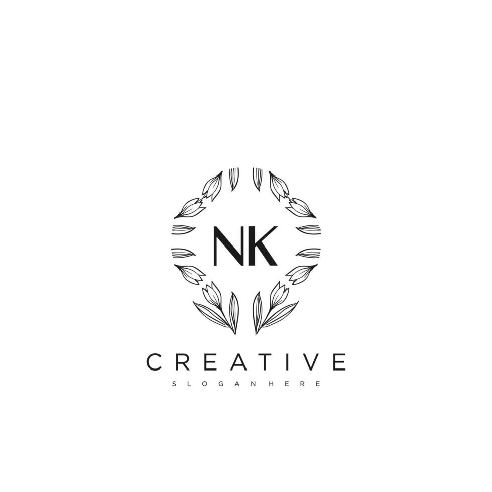 NK Initial Letter Flower Logo Template Vector premium vector art