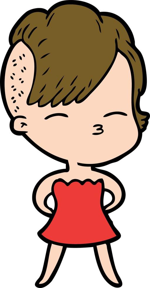 Cartoon squinting girl vector