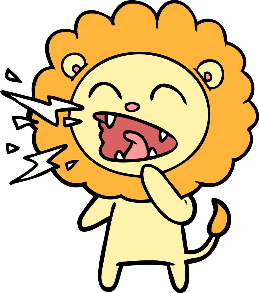 Cartoon lion roaring vector