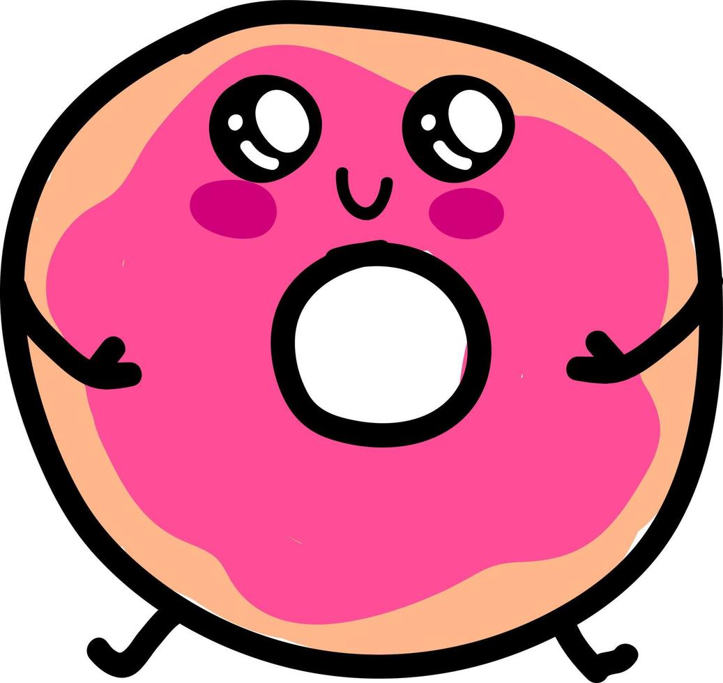 Cute pink donut, illustration, vector on white background.