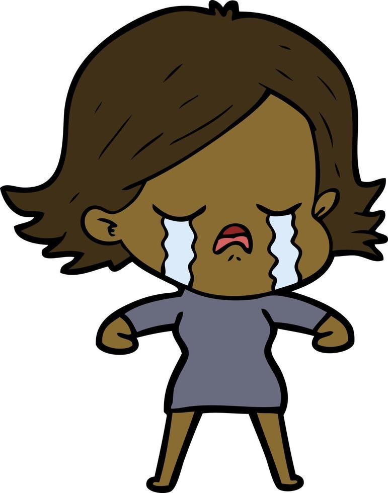 Cartoon girl crying vector
