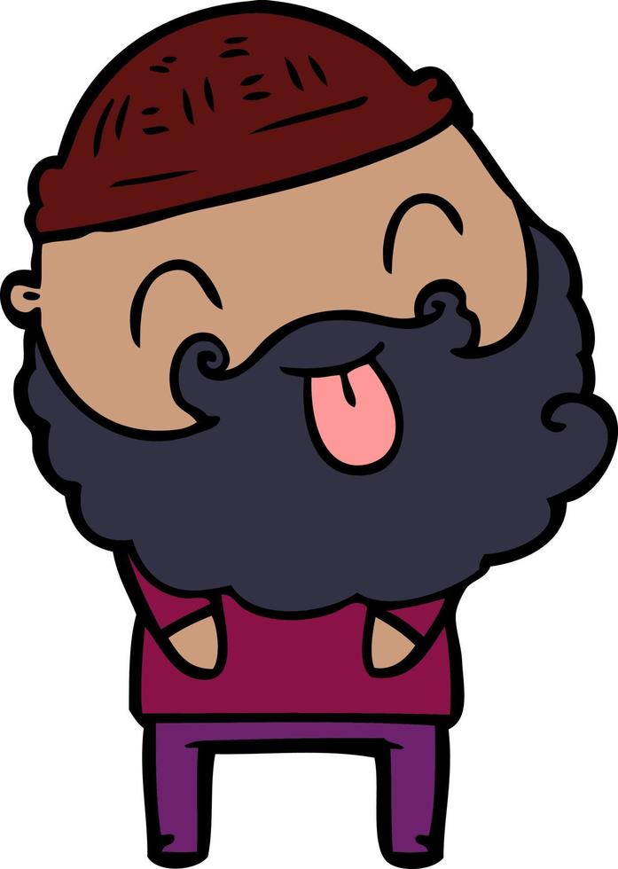 Cartoon man with beard tongue out vector