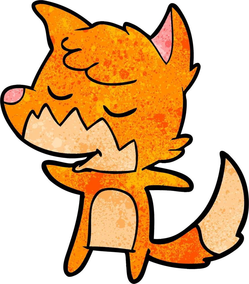 Retro grunge texture cartoon cute fox vector