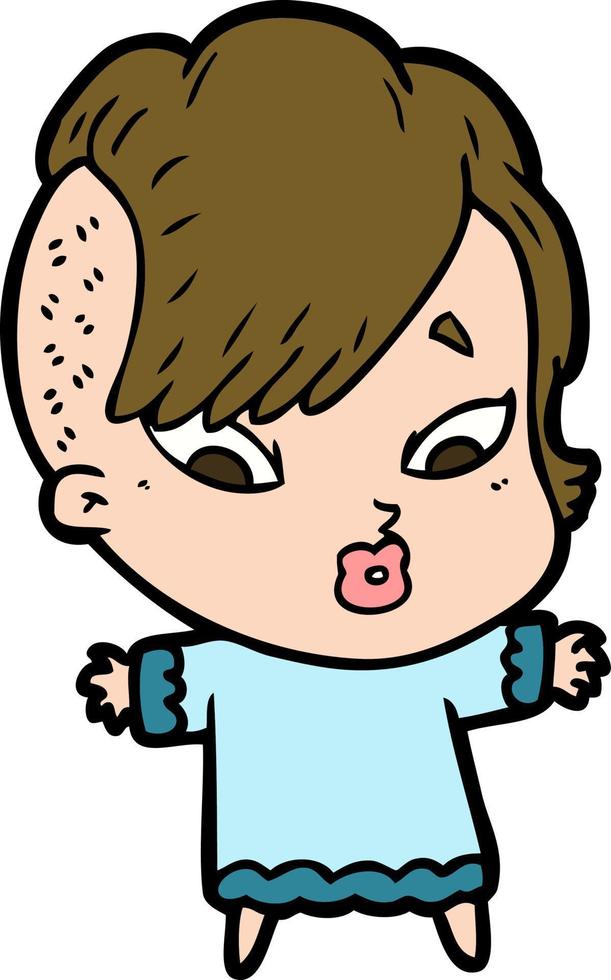 Cartoon surprised girl vector