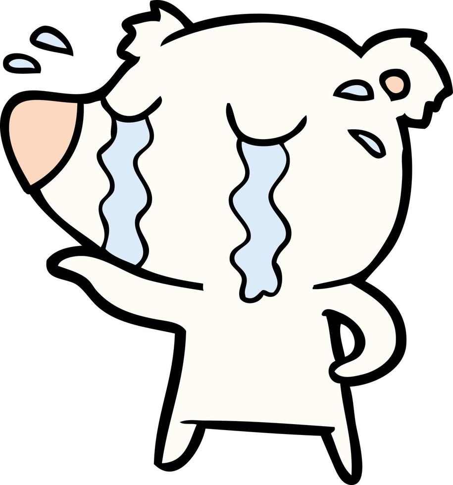 Cartoon polar bear crying vector