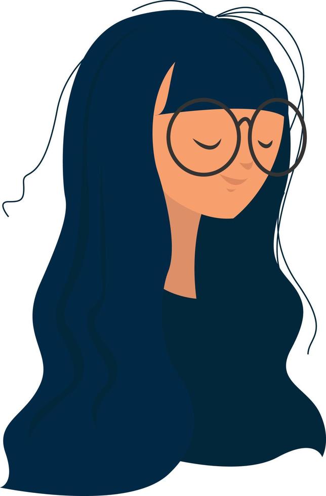 Girl with glasses, illustration, vector on white background.