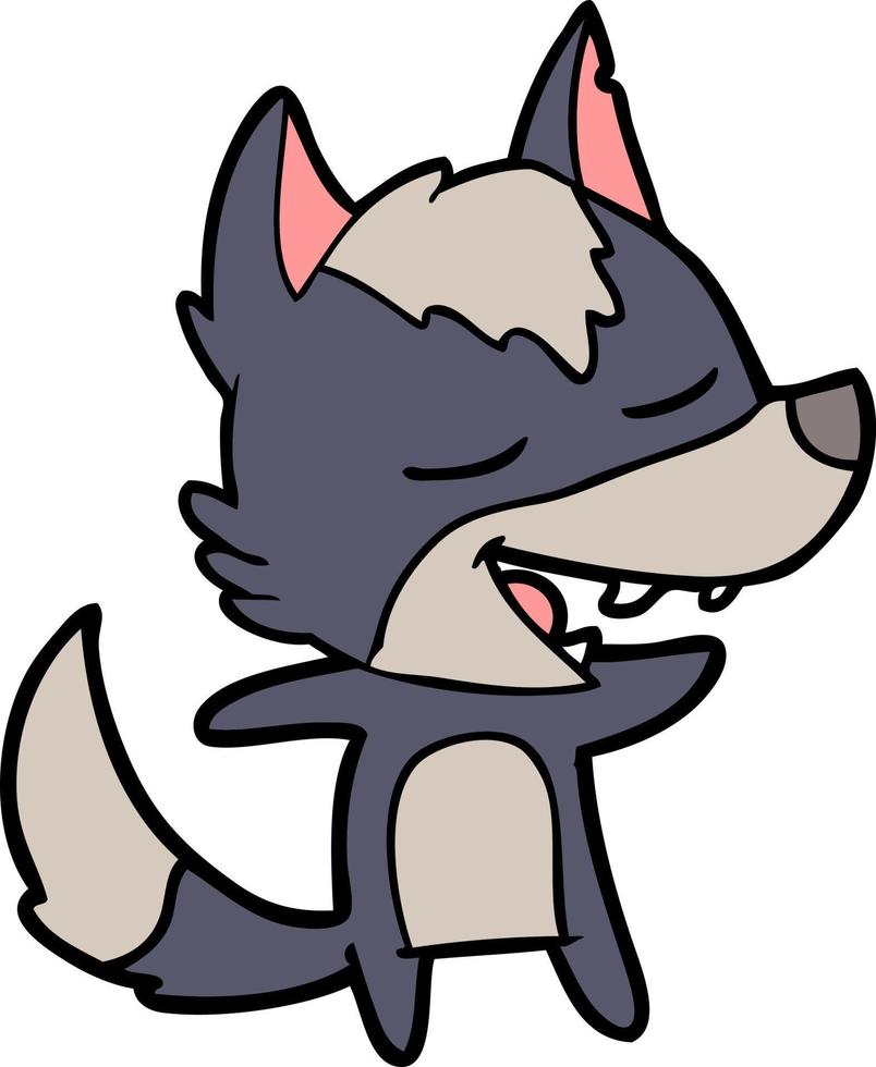 lobo de dibujos animados riendo vector