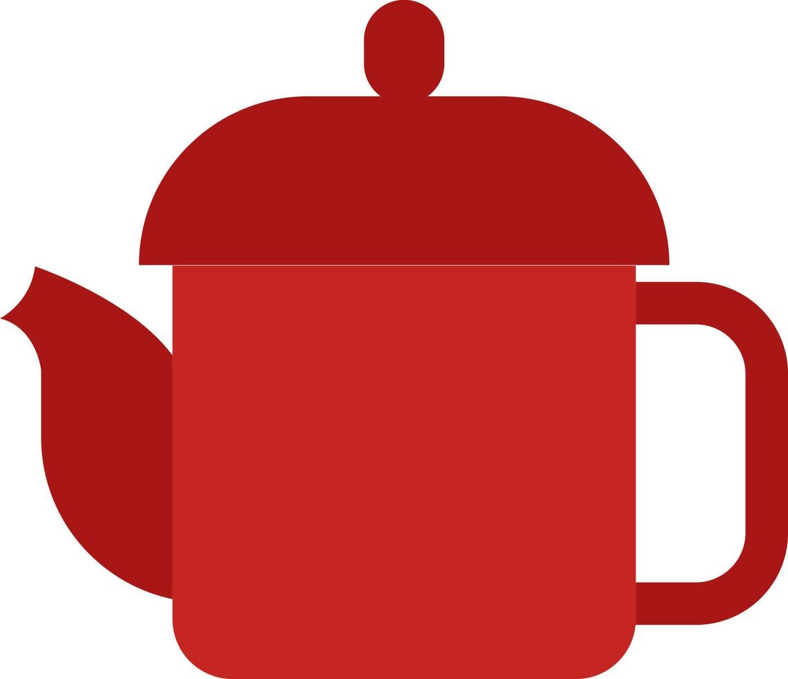 Old red teapot, illustration, vector on a white background