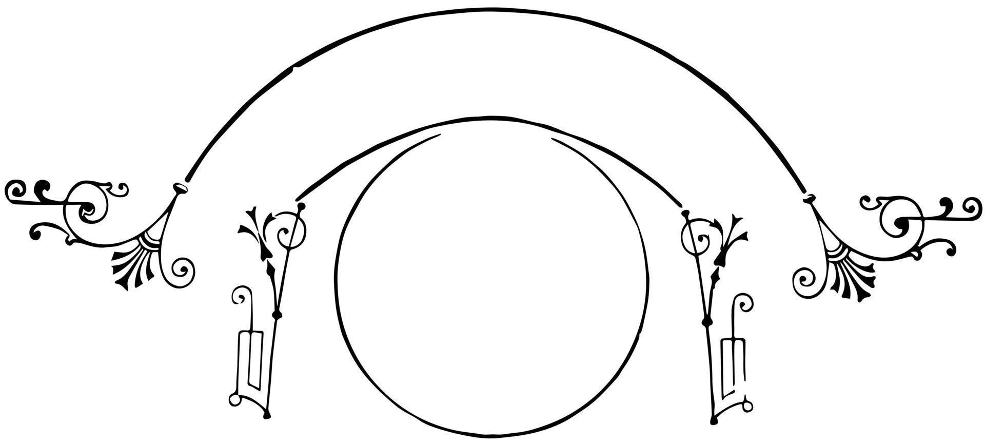 Curved banner is a circular border, vintage engraving. vector