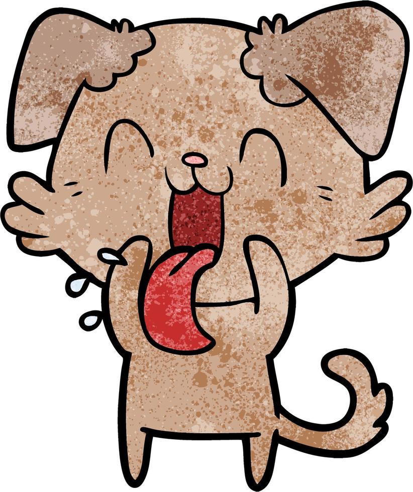 Retro grunge texture cartoon dog tongue out vector