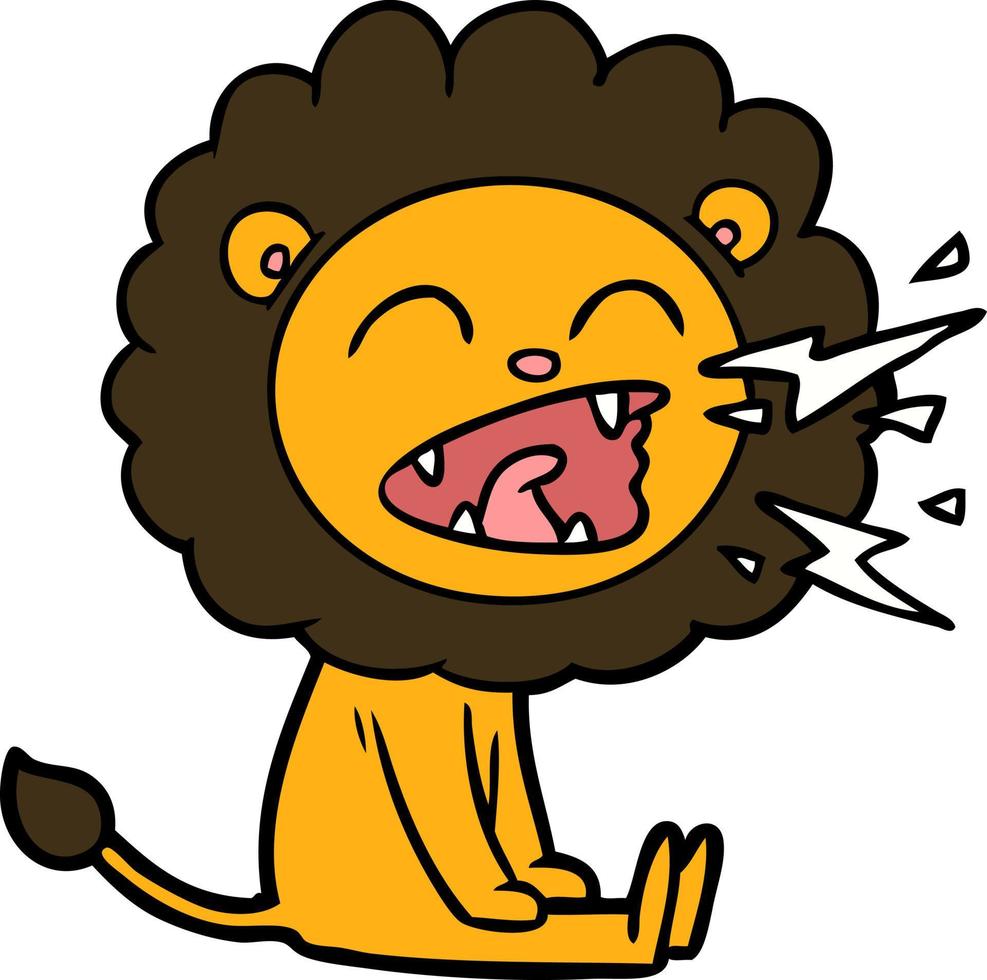 Cartoon lion roaring vector