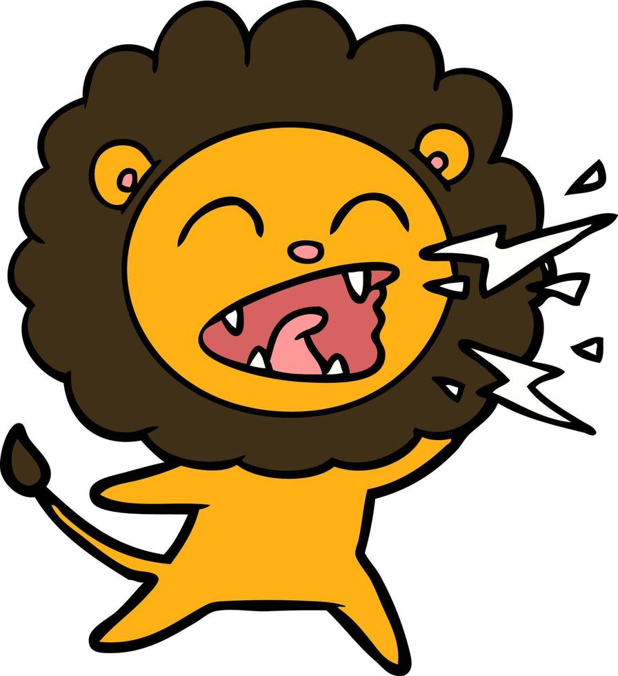 Cartoon roaring lion vector