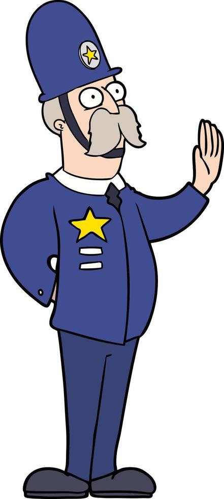 Cartoon policeman stop gesture vector