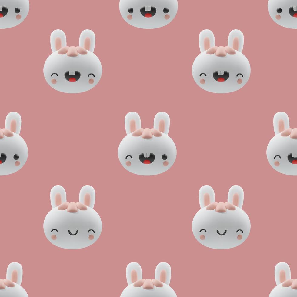 3d cartoon rabbits render icons.  Funny hare, cute animal character, symbol of 2023.    Vector seamless pattern with realistic design elements.