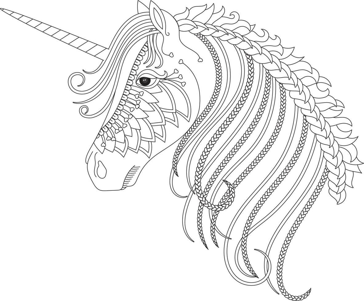 Unicorn Coloring Pages for adult vector