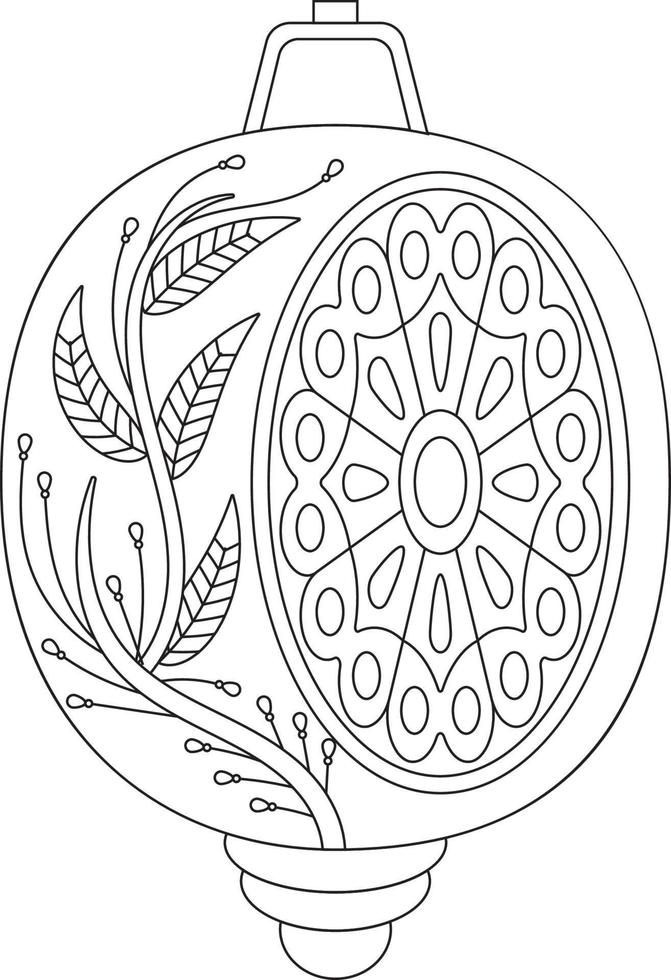 Christmas Ball Coloring Pages with Floral Style for adult vector