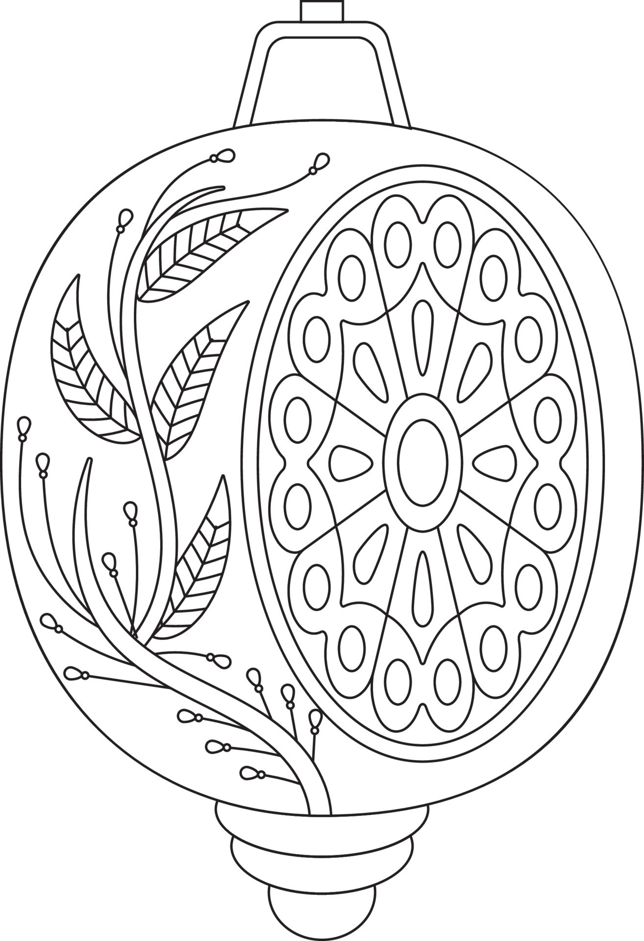 Christmas Ball Coloring Pages with Floral Style for13780914