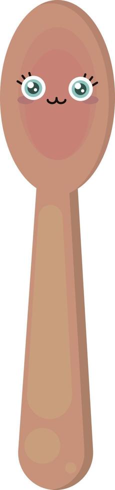 Wooden spoon, illustration, vector on white background.