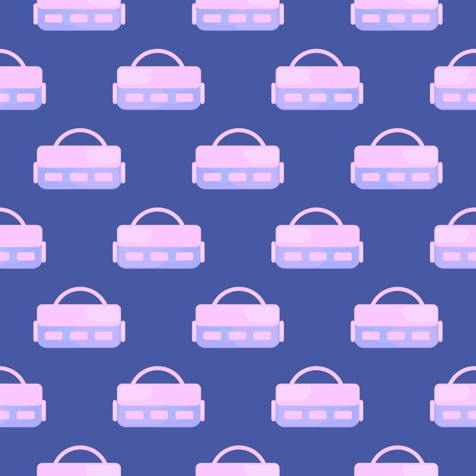 Whitte sport bag , seamless pattern on a dark blue background. vector