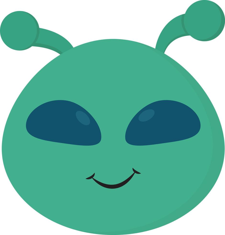 Alien sonriente, ilustración, vector sobre fondo blanco.